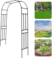 Porta da giardino 240x210/150/180x40cm, Separatore di giardino, Porta di giardino, Arco metallico, Sostegno per piante rampicanti, Trellis per fiori