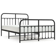 Letto matrimoniale | Letto per adulti | Giroletto con Testiera e Pediera Metallo Nero 135x190 cm