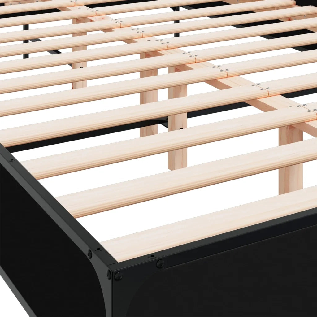 Giroletto Nero 150x200 cm in Legno Multistrato e Metallo 3280047