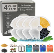Filtro per Fonte Acqua per Animali Attivo Carbone per 2,5L Fonte Acqua per Gatti e 2L Fonte Acqua per Cani (4-pack)