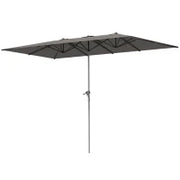 Ombrellone Doppio da Giardino 4.5x2.6 m, Apertura a Manovella e 12 Stecche, Grigio
