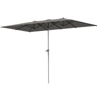 Ombrellone Doppio da Giardino 4.5x2.6 m, Apertura a Manovella e 12 Stecche, Grigio