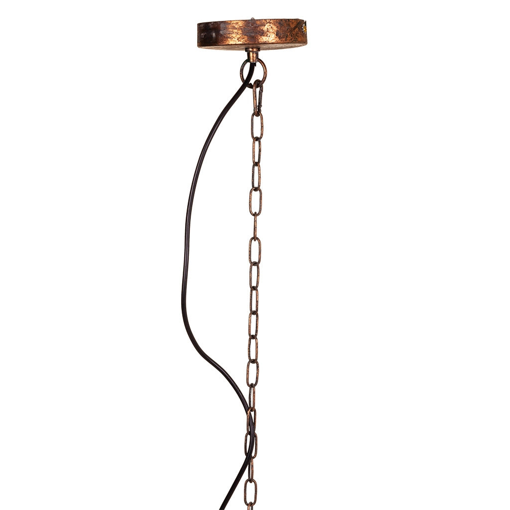 Lampada a sospensione in metallo dorato 50x50x64/133h
