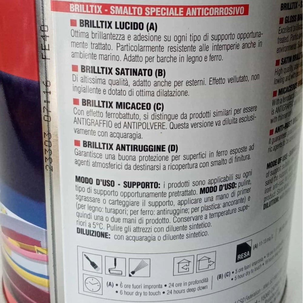 Brilltix 750ml grigio ghisa finitura micaceo smalto base solvente diretto su ruggine