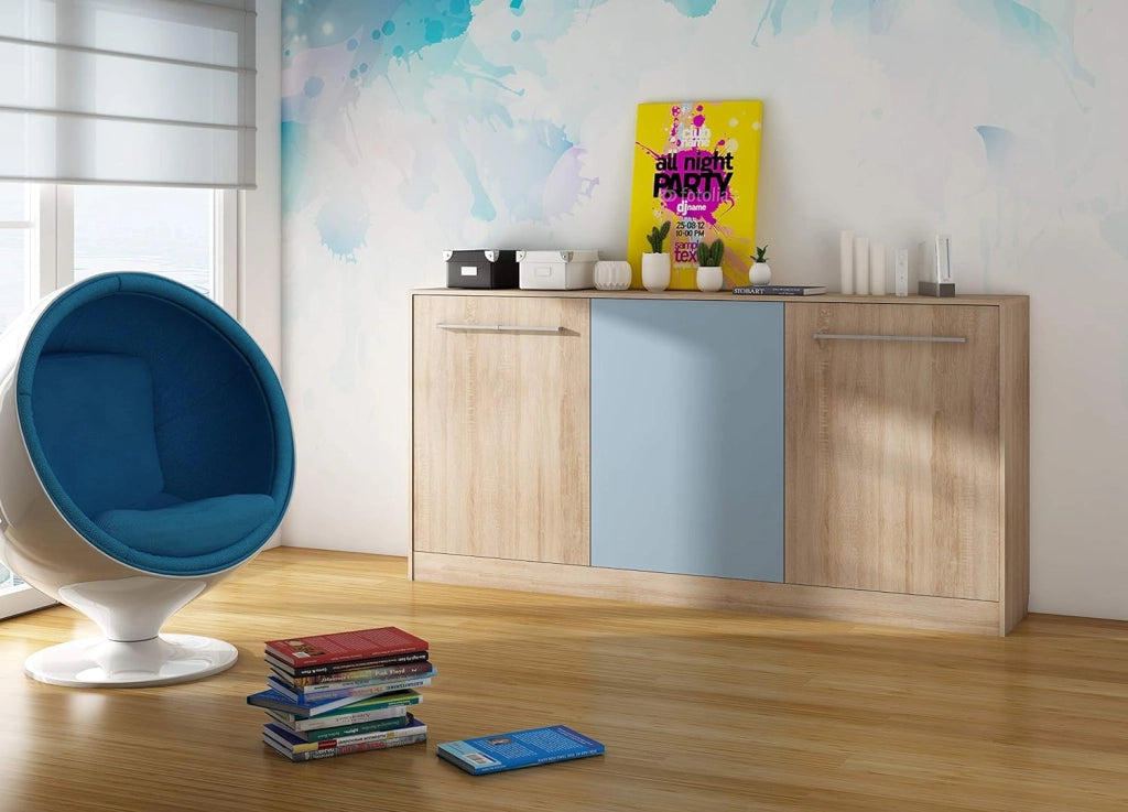 Mobile con Letto Pieghevole Integrato Roger cm 212x40x113h rovere blu