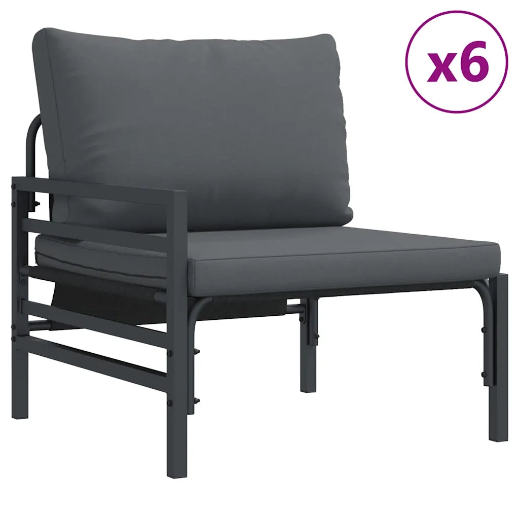 Set Divano da Giardino con cuscino 13 pcs Nero Acciaio 3379038