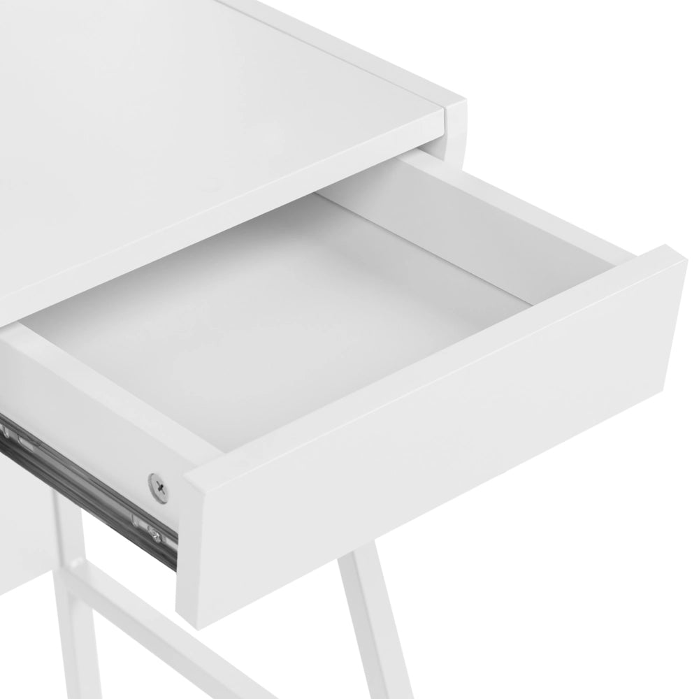 Scrivania da Ufficio in Legno Chiaro e Nero 77 x 46 cm Scaffale 2 Cassetti Scandinavo