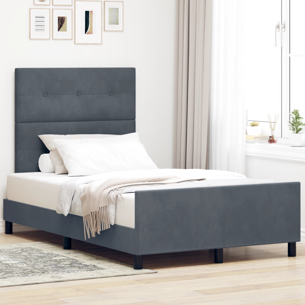 Letto Grigio Scuro 120x190 cm Velluto