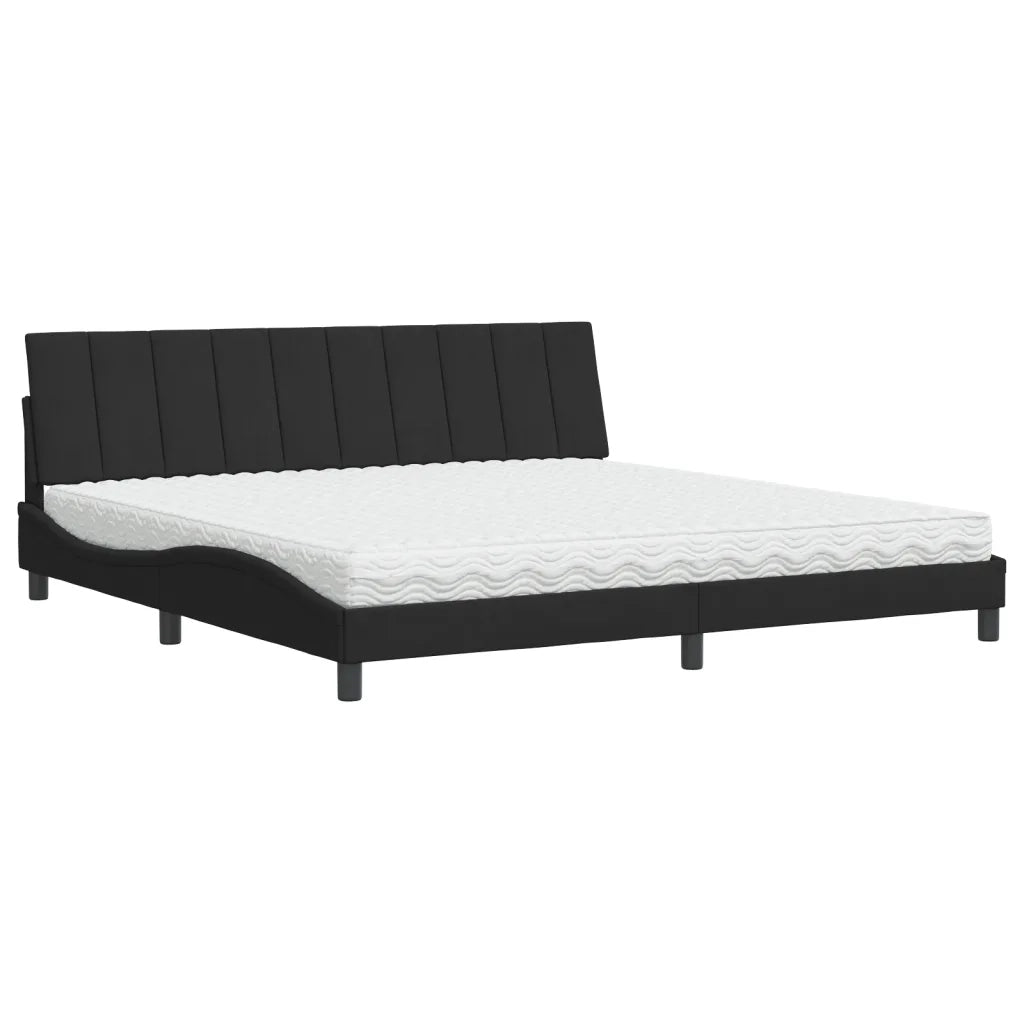 Letto con Materasso Nero 200x200 cm in Velluto