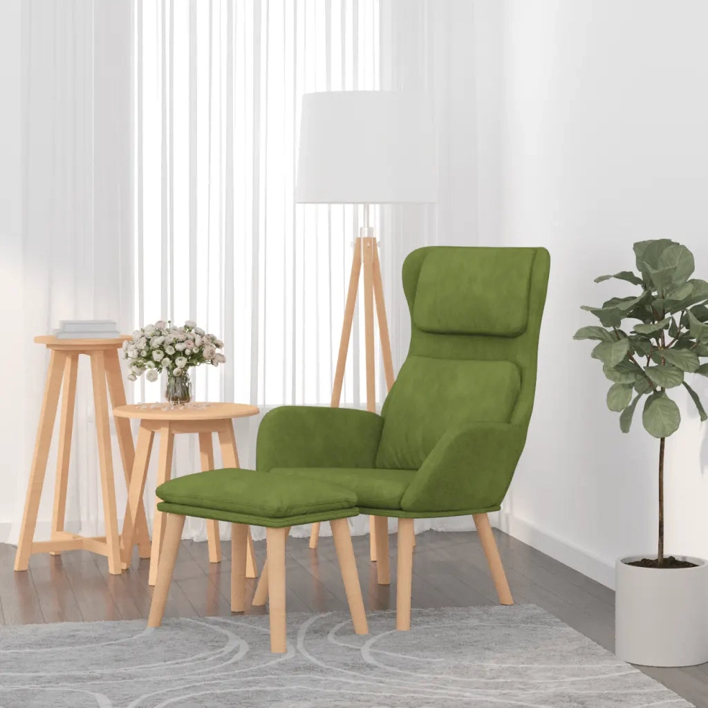 Poltrona Relax con Poggiapiedi Verde Chiaro in Velluto 3097823