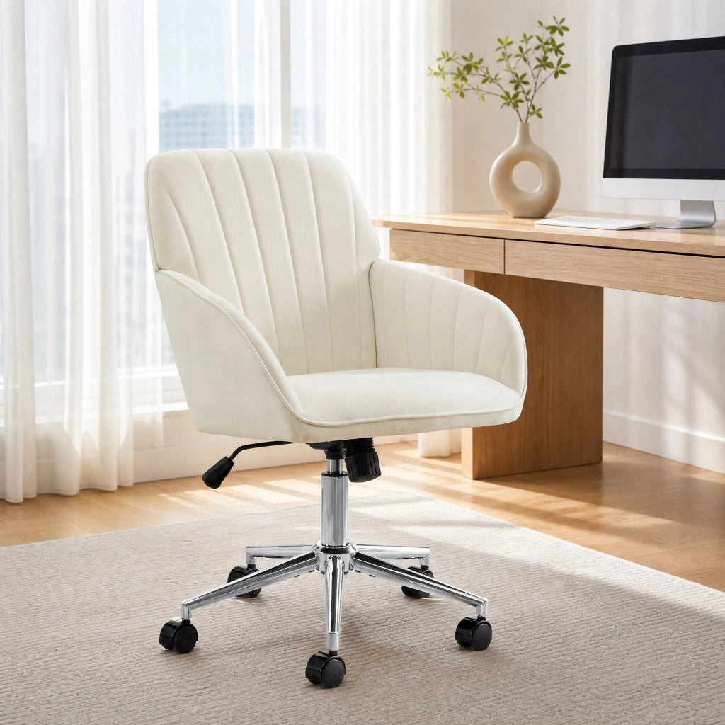 SEDIA girevole ufficio regolabile 50-59 cm velluto bianco
