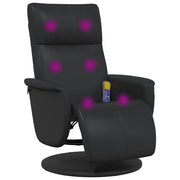 Poltrona Reclinabile Massaggiante | Sedia Relax Poggiapiedi Nera Similpelle