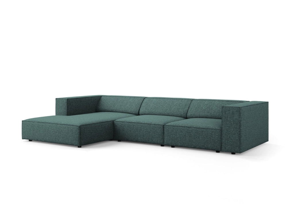 Cosmopolitan Design - Divano angolare sinistro "Arendal" 4 posti in ciniglia petrolio 