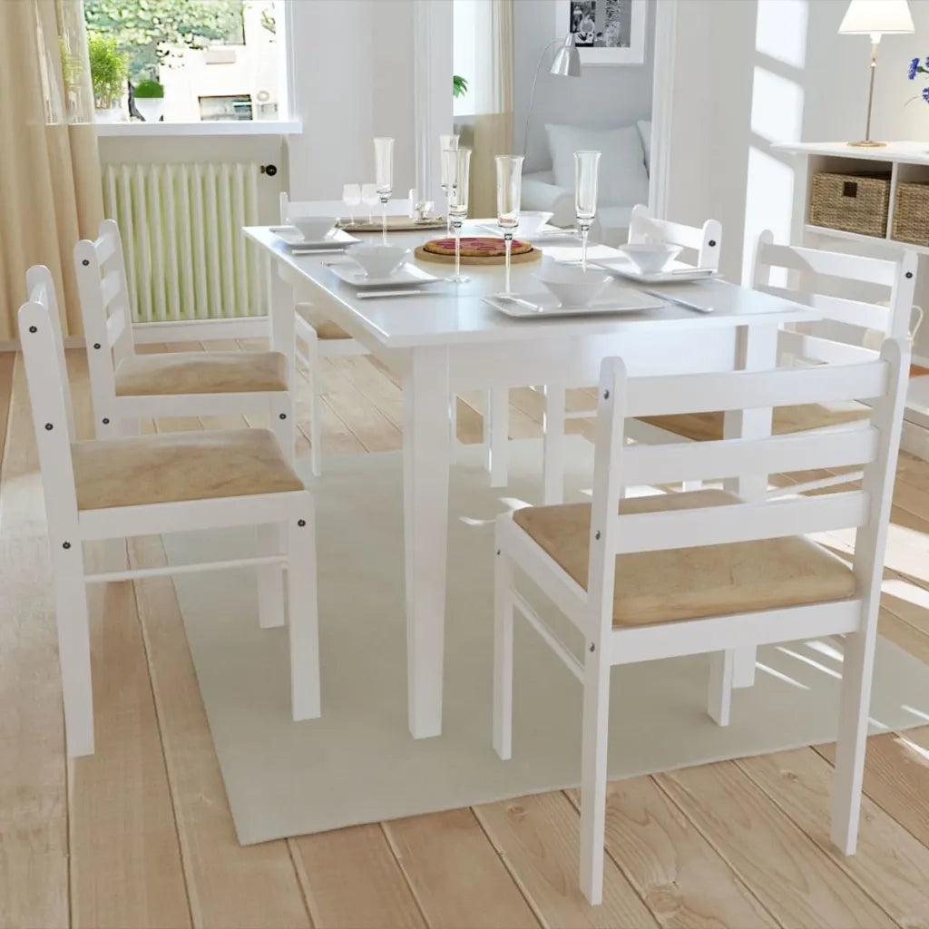 Sedie da Pranzo 6 pz | Sedie da cucina Bianche in Legno Massello e Velluto