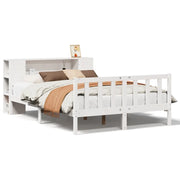 Letto matrimoniale | Letto per adulti | Letto Libreria senza Materasso Bianco 150x200 cm Legno di Pino