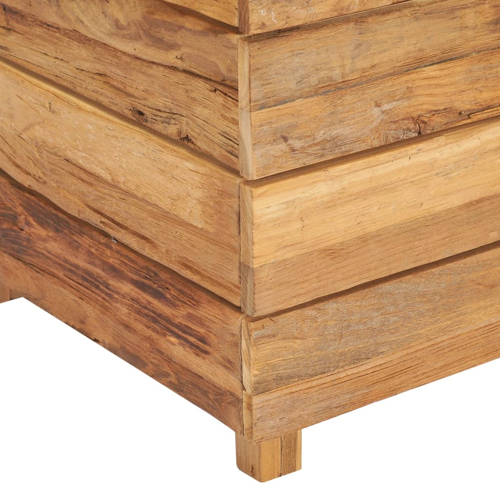 Aiuola rialzata per piante e fiori 100 x 40 x 72 cm legno di teak riciclato e acciaio 02_0000897