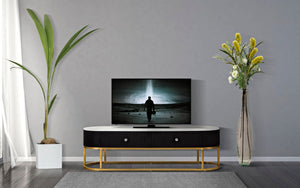 Mobile Tv Montpellier Nero 150x42x45 cm in Ferro Legno