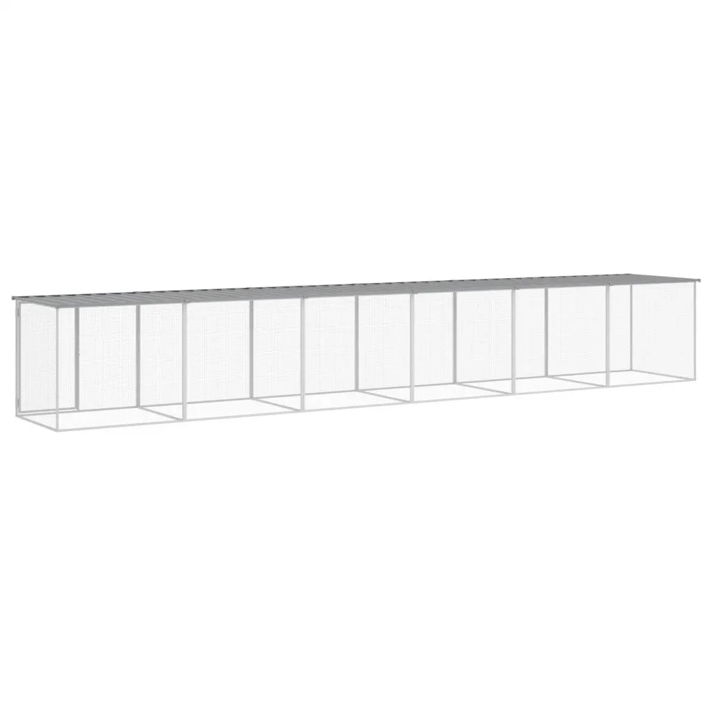 Gabbia Polli Tetto Grigio Chiaro 603x98x90 cm Acciaio Zincato 3189056