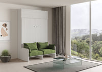 Letto Matrimoniale A Scomparsa 160 Kentaro Con Divano E Pensile Bianco Frassino e Verde