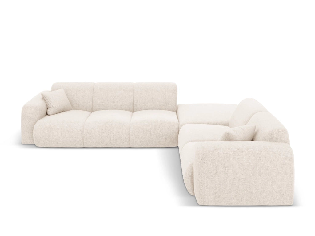Cosmopolitan Design - Divano angolare destro "Nolio" 4 posti in ciniglia beige chiaro 