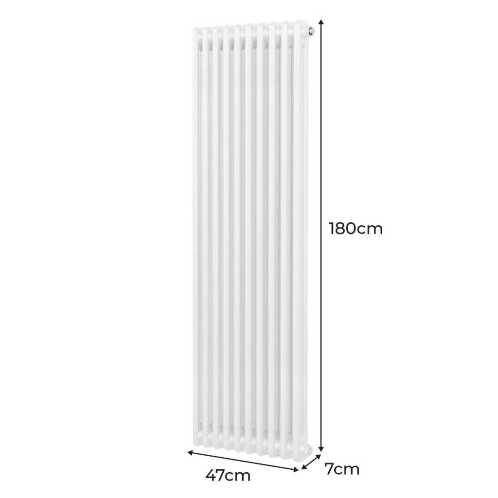 Termosifone Radiatore a 2 colonne per riscaldamento centralizzato verticale Bianco 180x47cm
