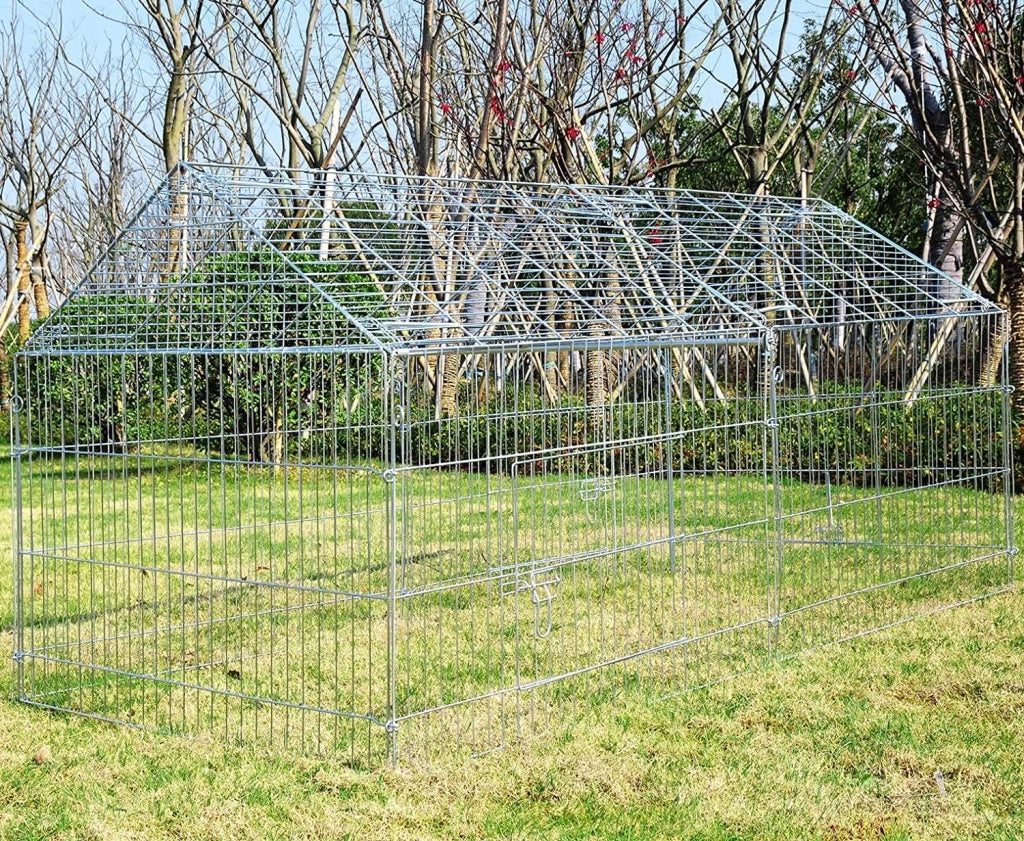 Recinto per Conigli Esterno Pollaio Galline in Metallo Recinzione Rete Gabbia per Piccoli Animali Giardino, Maglia metallica di 4cm, 220x103x103 cm, 0200HT