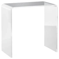 Tavolino da Salotto in Acrilico a U con Bordi Lisci e Angoli Arrotondati, 53.5x30.5x53.5 cm, Trasparente