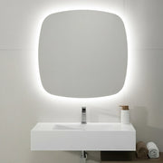 Specchio da parete 80x80 retroilluminato con luce naturale a filo lucido con angoli arrotondati – Aurea