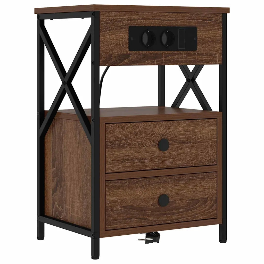 Set di 2 Comodini | Armadio da Notte | Mobiletto da notte Rovere Marrone 40 x 31 x 60 cm