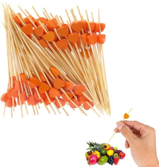 Stecchini per cocktail 100 pezzi - Denti di legno - Spiedini di bambù - Articoli per festa - Per antipasti - Materiale sicuro
