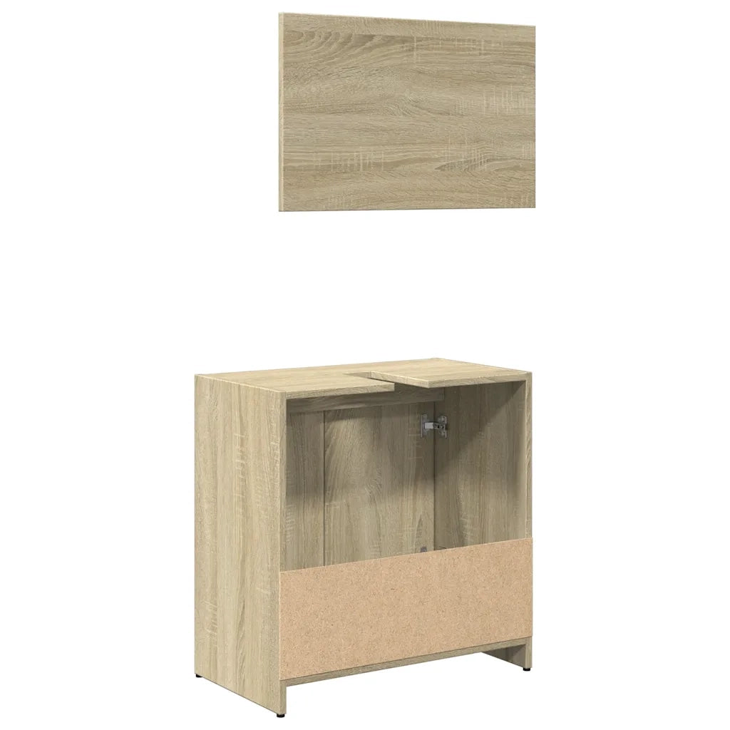 Set Mobili da Bagno 2 pz Rovere Sonoma in Legno Multistrato 849610