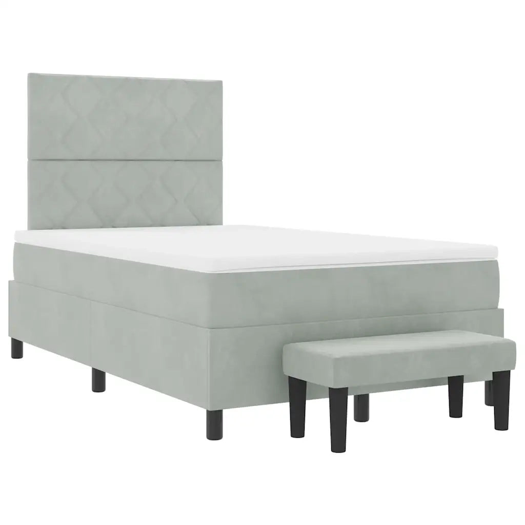 Letto a molle con materasso Grigio chiaro 120 x 200 cm Velluto 3344570