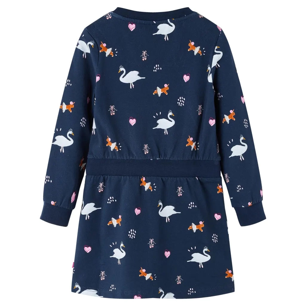 Abito da Bambina a Maniche Lunghe Blu Marino 128 CFW7043657