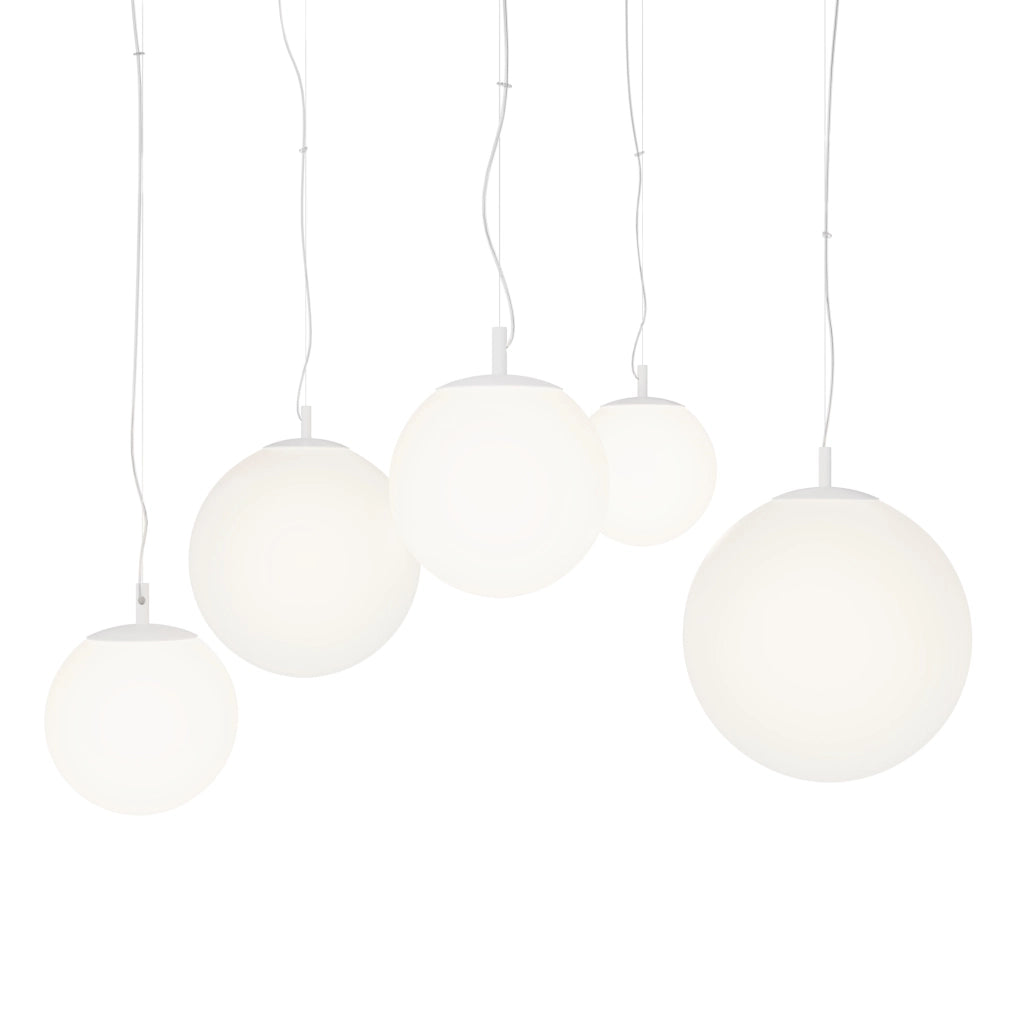 Maytoni Lampadario Minimal Basic Form 5 luci E27 bianco metallo vetro