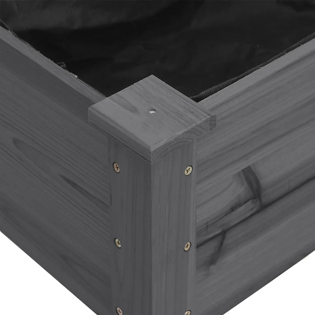 Fioriera Ruote e Fodera Grigia 118x59x80cm Legno Massello Abete 3157828