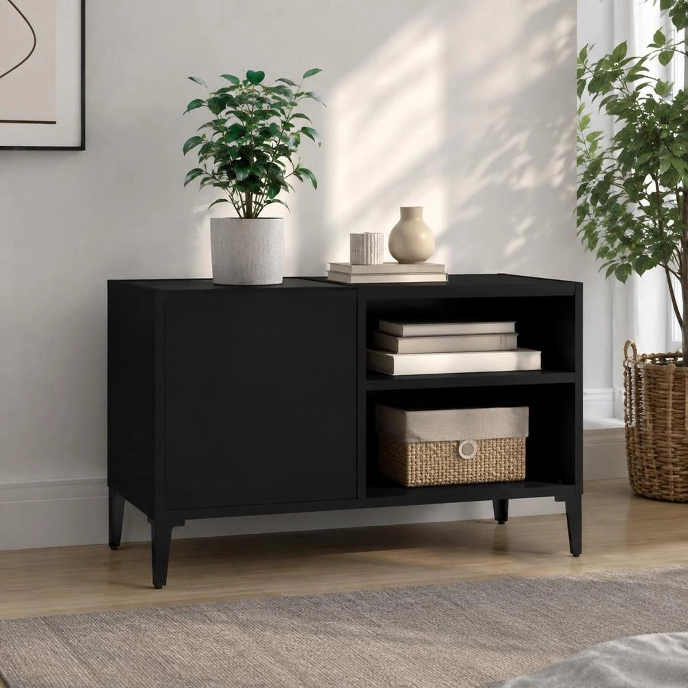 Record Cabinet, Black, 84.5x38x48 Cm, Wood-based Material