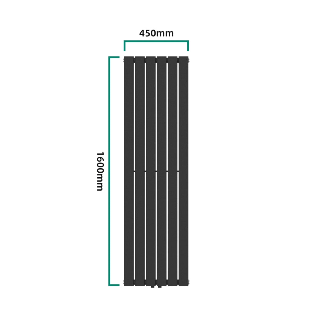 Termosifone Nore ad Acqua Calda Pannello Singolo con Elementi Piatti 160 x 45 cm - Nero [neu.haus]