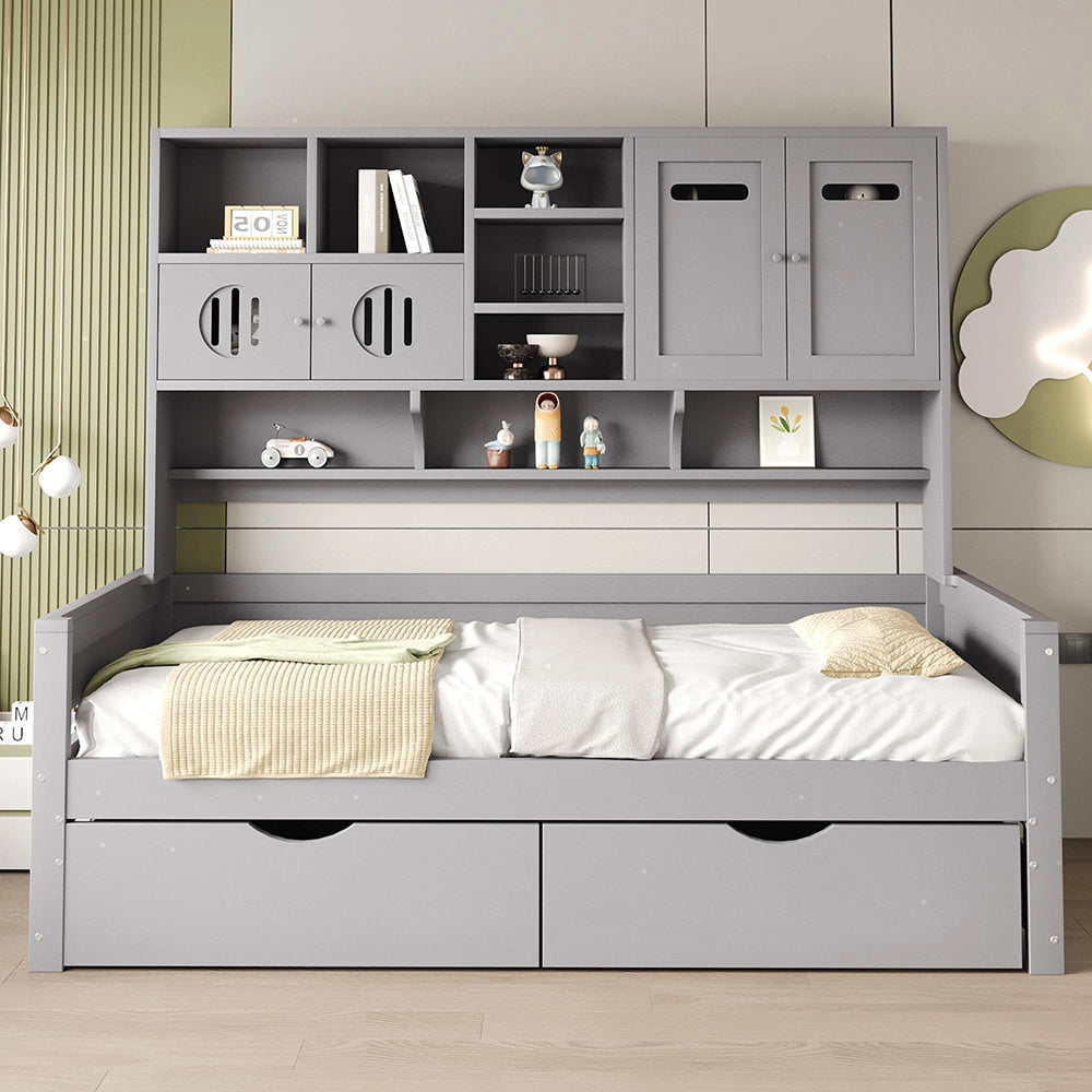 Divano letto legno 90x200cm?- Xylo - cassetto grigio