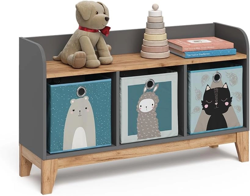 Panca per bambini Malia, Grigio/Artisan, 107.2 x 63.8 cm, adatto come seduta e superficie d’appoggio per bambini
