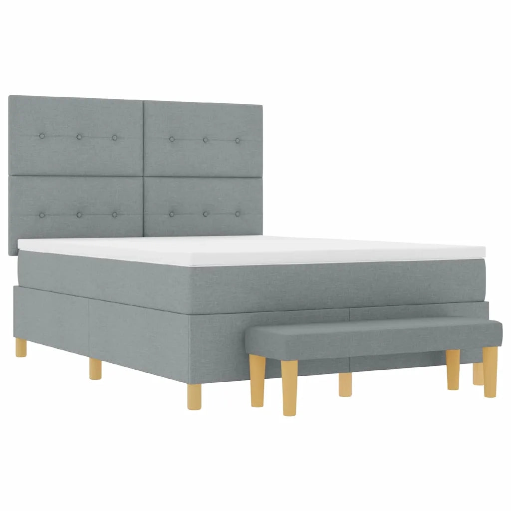Letto a molle con materasso Grigio chiaro 140 x 200 cm Tessuto