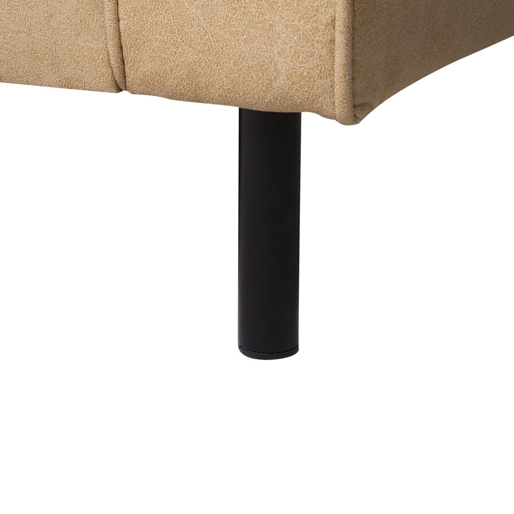 Poltrona in tessuto beige minimalista soggiorno sedia gambe nere braccio a binario