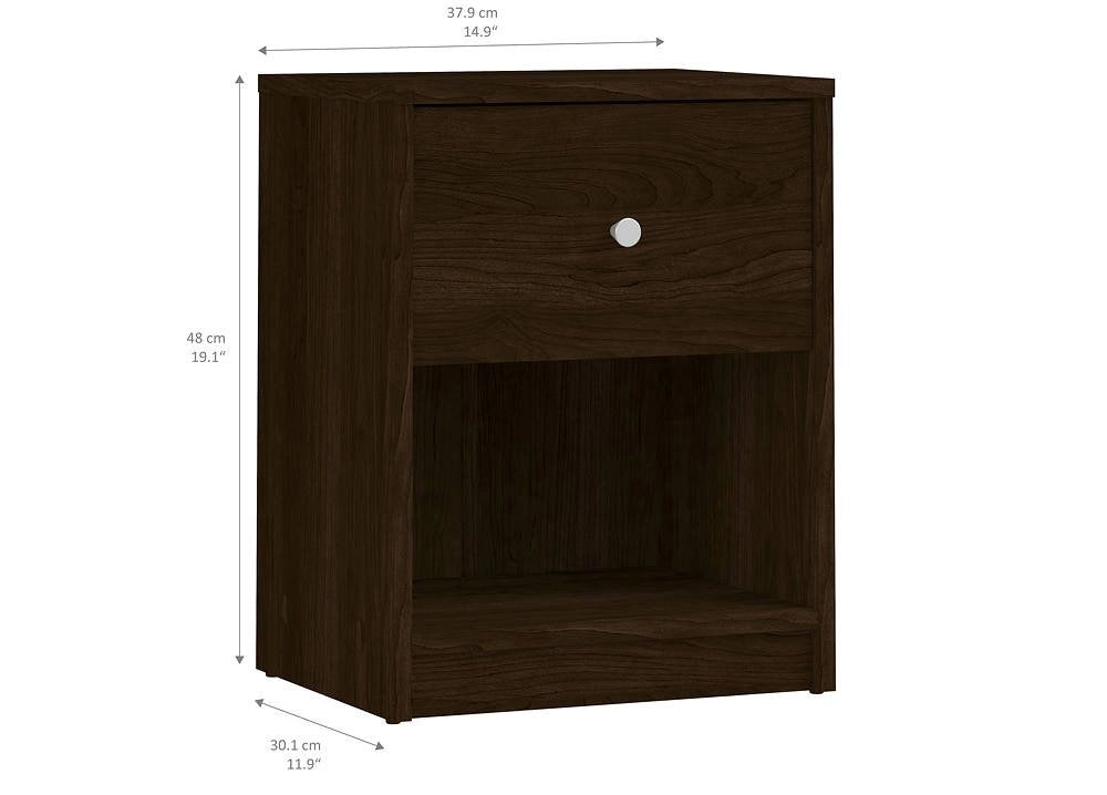 Conta, Comodino un Cassetto, 37.9x30.1x48.4h cm Marrone Noce