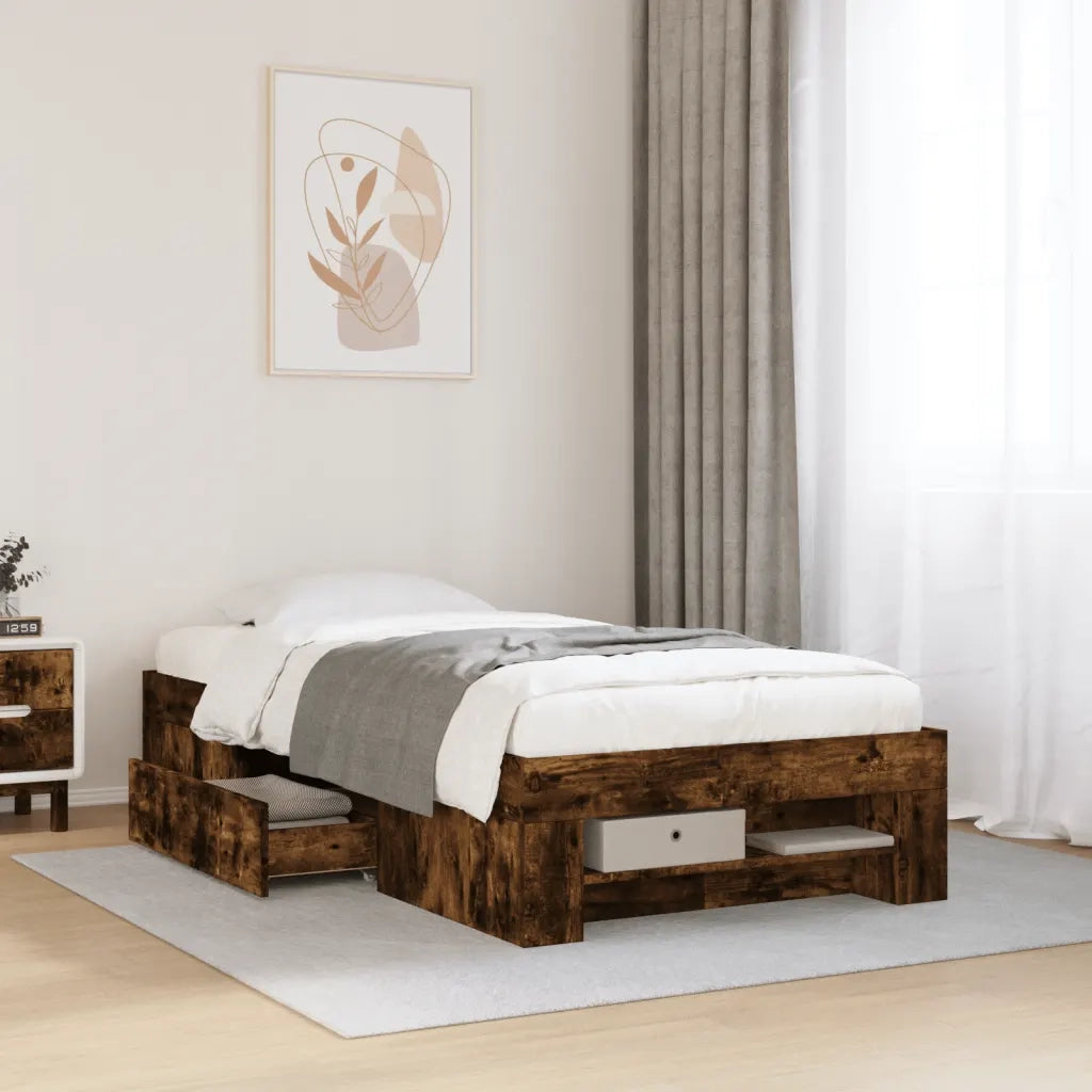 Giroletto senza Materasso Rovere Fumo 90x200 cm in Truciolato 3295496