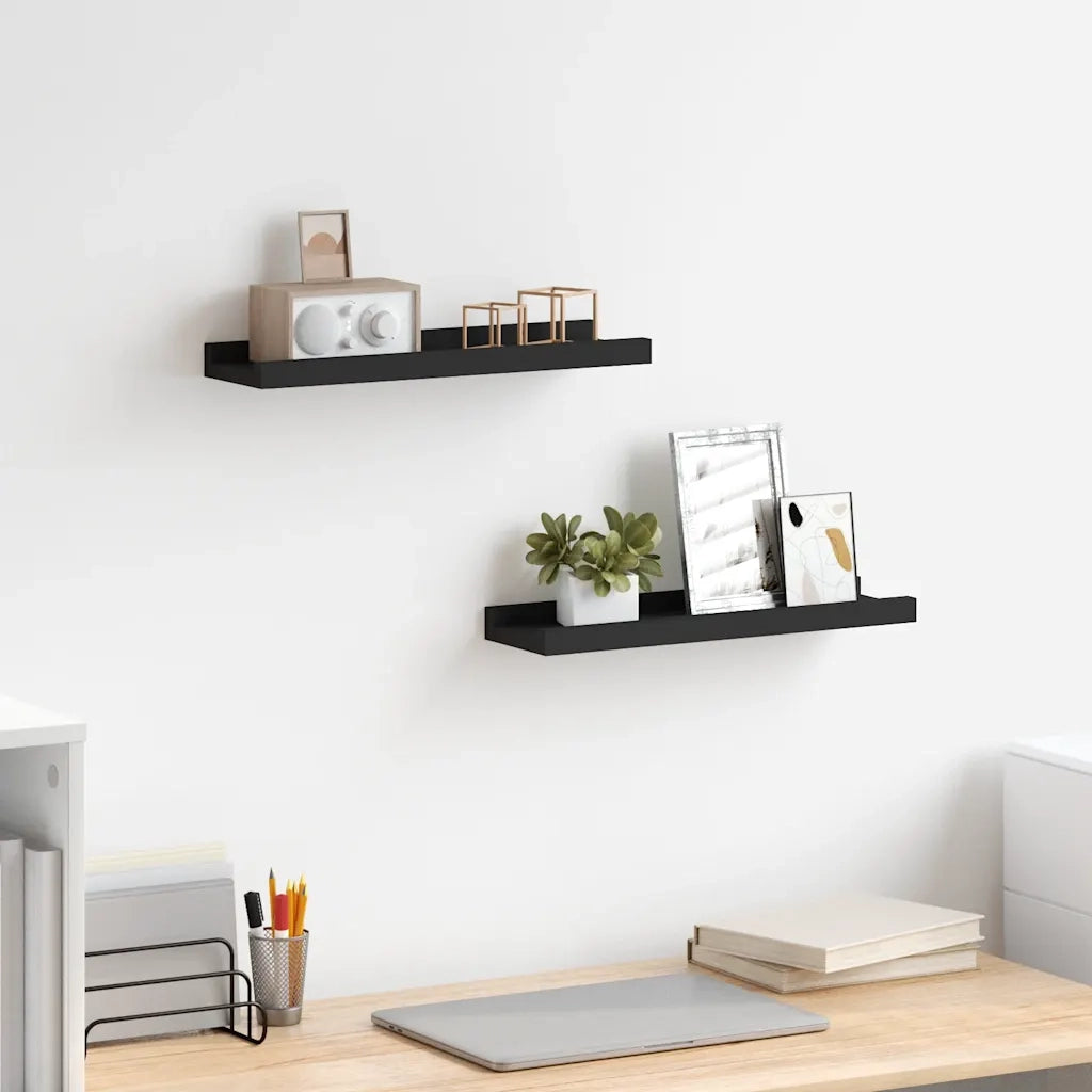 Mensole con Sporgenza 2 pz Nere 40x9x3 cm MDF cod mxl 62873