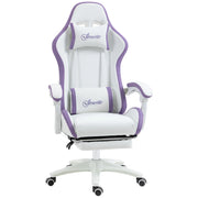 Sedia Gaming con Schienale Regolabile ¨C Zephmum ¨C Bianco e Viola 65x65x121-129 cm