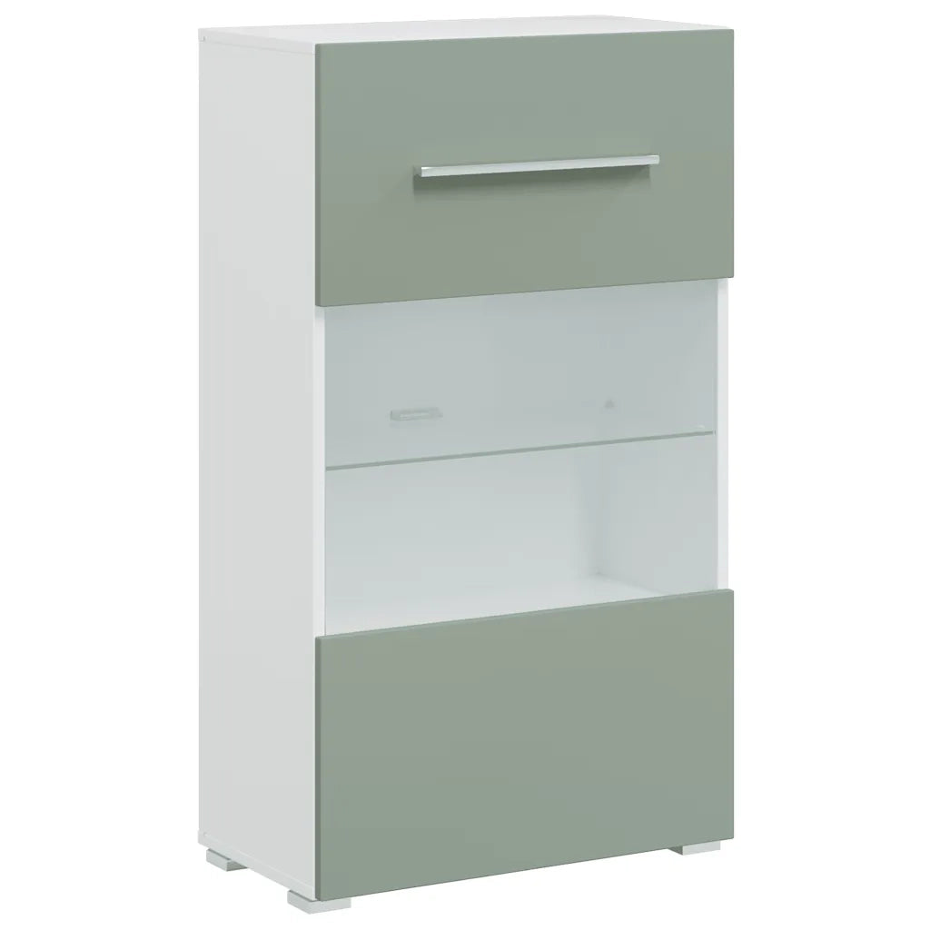 Mobile TV 5 pz con Illuminazione a LED Verde Oliva Truciolato