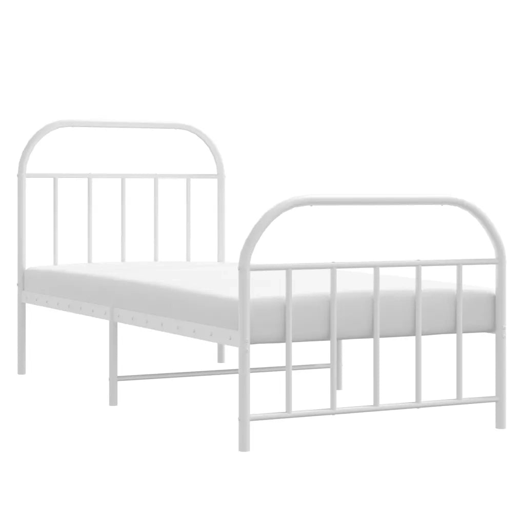 Giroletto con Testiera e Pediera-Struttura Letto Metallo Bianco 90x190 cm 490233