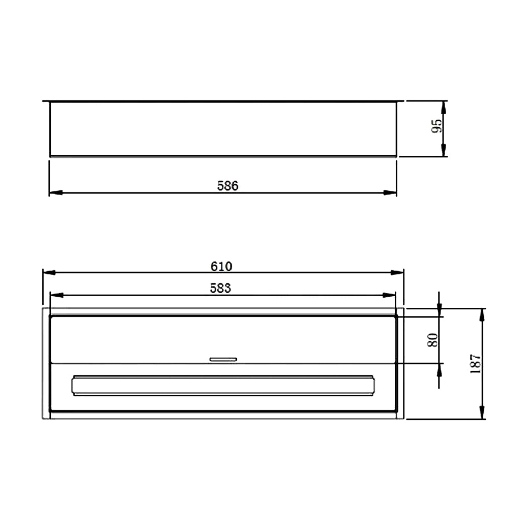 Bruciatore a bioetanolo per camino 4,5 L, in acciaio inox 61x18,7xH9,5 cm