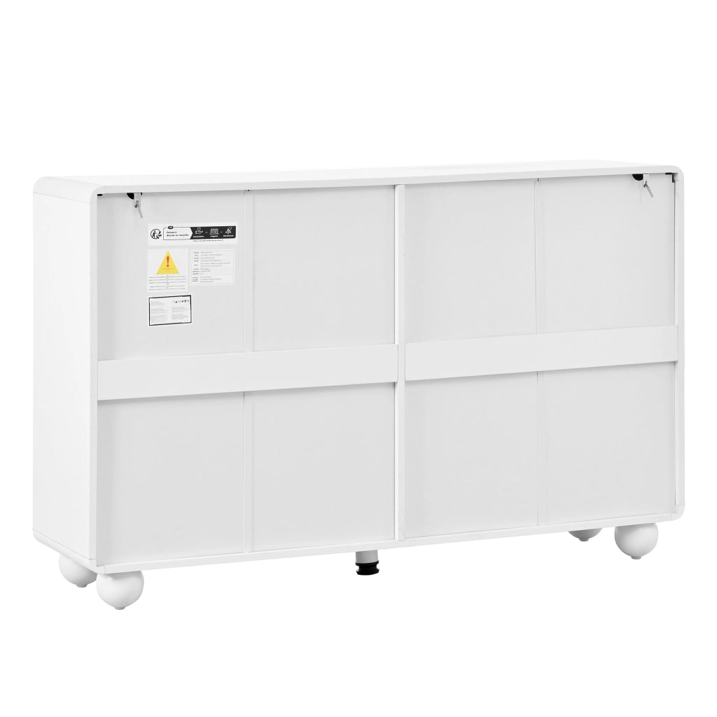 Credenza bianca con 4 ante; 2 cassetti e ripiani regolabili per soggiorno in MDF e PB 140x38x89 cm