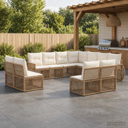 Set Divano da Giardino 11 pz Beige e Bianco Crema polyrattan 3435453